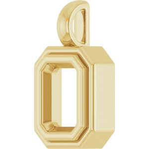 14K Yellow Gold 7x5 mm Emerald Charm/Pendant Mounting – image 4