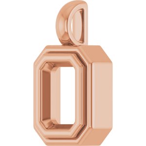 10K Rose Gold 7x5 mm Emerald Charm/Pendant Mounting – image 4