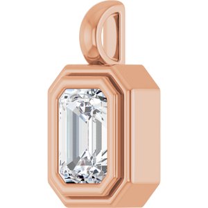 18K Rose Gold 7x5 mm Emerald Charm/Pendant Mounting – image 3