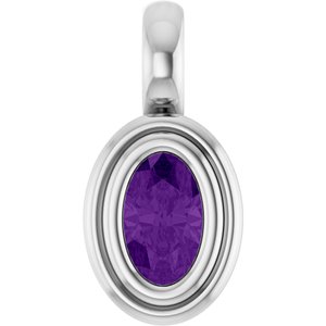 14K White Gold Natural Amethyst Charm/Pendant