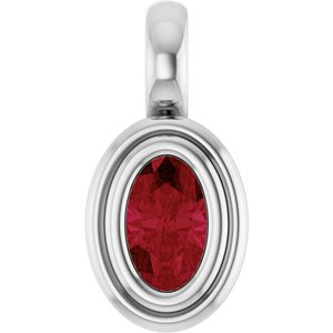 Sterling Silver Lab-Grown Ruby Charm/Pendant