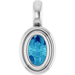 Sterling Silver Natural Blue Zircon Charm/Pendant