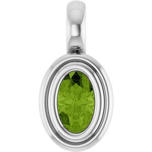 Platinum Natural Peridot Charm/Pendant