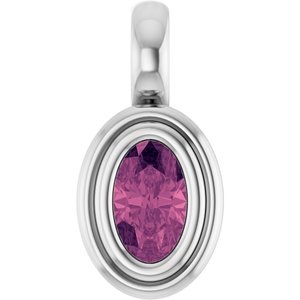 14K White Gold Natural Pink Tourmaline Charm/Pendant