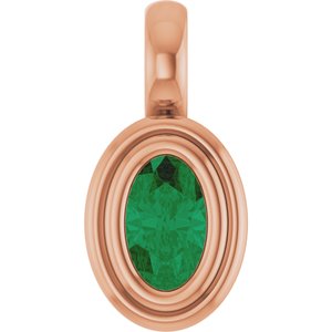 14K Rose Gold Natural Emerald Charm/Pendant