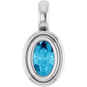 14K White Gold Natural Aquamarine Charm/Pendant
