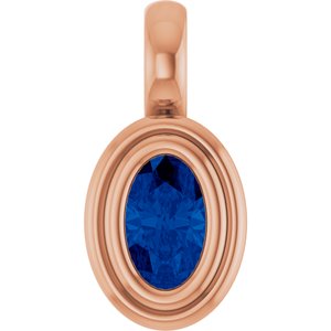 14K Rose Gold Natural Blue Sapphire Charm/Pendant