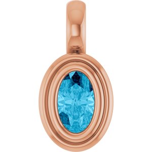 14K Rose Gold Natural Aquamarine Charm/Pendant