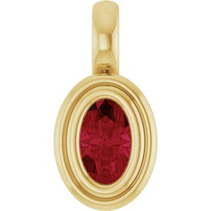 14K Yellow Gold Lab-Grown Ruby Charm/Pendant