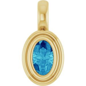 14K Yellow Gold Natural Blue Zircon Charm/Pendant