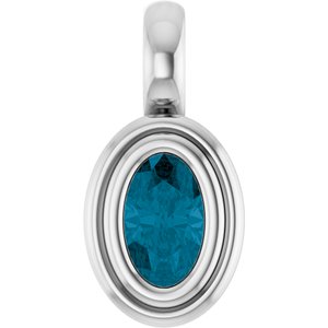 Platinum Natural London Blue Topaz Charm/Pendant