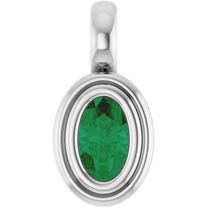 Platinum Lab-Grown Emerald Charm/Pendant