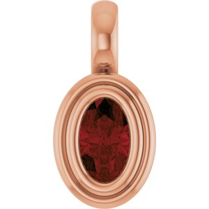14K Rose Gold Natural Mozambique Garnet Charm/Pendant