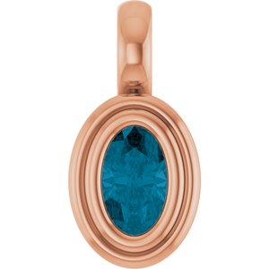 14K Rose Gold Natural London Blue Topaz Charm/Pendant