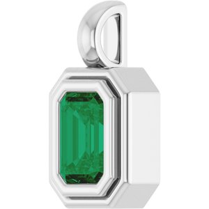 Platinum Natural Emerald Charm/Pendant – image 2