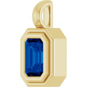 14K Yellow Gold Lab-Grown Blue Sapphire Charm/Pendant – image 2