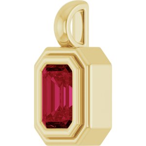 14K Yellow Gold Lab-Grown Ruby Charm/Pendant – image 2