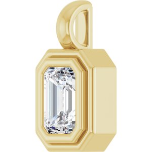 18K Yellow Gold 6x4 mm Emerald Charm/Pendant Mounting – image 3