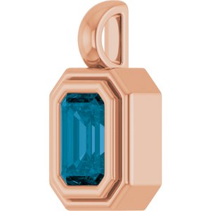 14K Rose Gold Natural London Blue Topaz Charm/Pendant – image 2