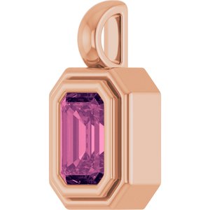 14K Rose Gold Natural Pink Tourmaline Charm/Pendant – image 2