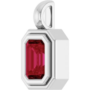 Platinum Lab-Grown Ruby Charm/Pendant – image 2