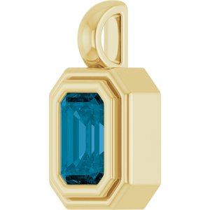 14K Yellow Gold Natural London Blue Topaz Charm/Pendant – image 2