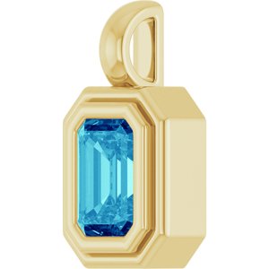 14K Yellow Gold Natural Blue Zircon Charm/Pendant – image 2