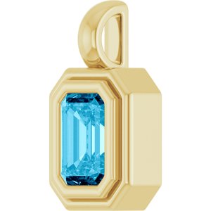 14K Yellow Gold Natural Aquamarine Charm/Pendant – image 2