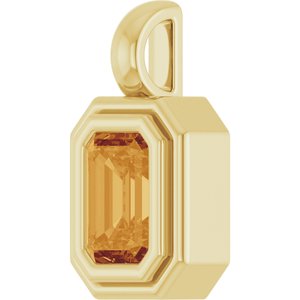 14K Yellow Gold Natural Citrine Charm/Pendant – image 2