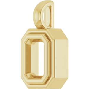 10K Yellow Gold 6x4 mm Emerald Charm/Pendant Mounting – image 4