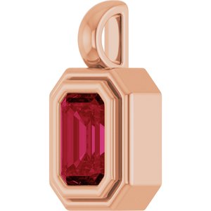 14K Rose Gold Lab-Grown Ruby Charm/Pendant – image 2