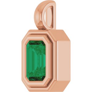 14K Rose Gold Natural Emerald Charm/Pendant – image 2