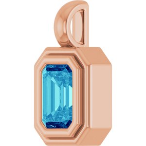 14K Rose Gold Natural Blue Zircon Charm/Pendant – image 2