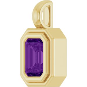 14K Yellow Gold Natural Amethyst Charm/Pendant – image 2