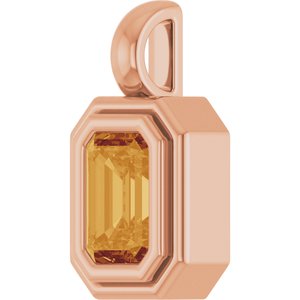 14K Rose Gold Natural Citrine Charm/Pendant – image 2