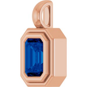 14K Rose Gold Natural Blue Sapphire Charm/Pendant – image 2