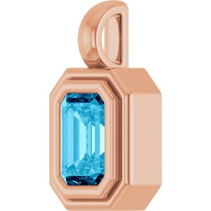 14K Rose Gold Natural Aquamarine Charm/Pendant – image 2