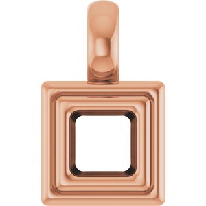 14K Rose Gold 3.25x3.25 mm Square Charm/Pendant Mounting – image 2