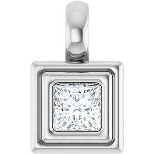 18K X1 White Gold 3.25x3.25 mm Square Charm/Pendant Mounting