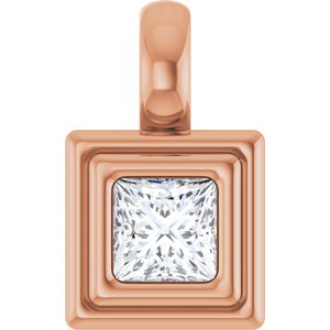 14K Rose Gold 3.25x3.25 mm Square Charm/Pendant Mounting