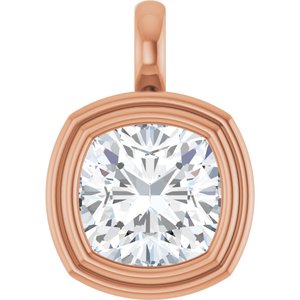 10K Rose Gold 10x10 mm Cushion Charm/Pendant Mounting