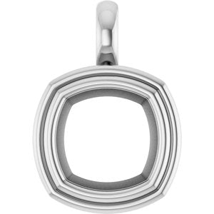 10K White Gold 10x10 mm Cushion Charm/Pendant Mounting – image 2