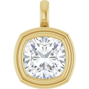 14K Yellow Gold 10x10 mm Cushion Charm/Pendant Mounting