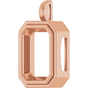 10K Rose Gold 18x13 mm Emerald Charm/Pendant Mounting – image 4