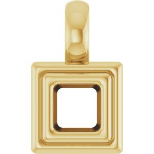 14K Yellow Gold 3x3 mm Square Charm/Pendant Mounting – image 2