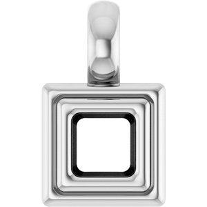 18K White Gold 3x3 mm Square Charm/Pendant Mounting – image 2