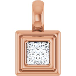 18K Rose Gold 3x3 mm Square Charm/Pendant Mounting