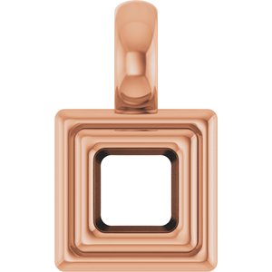 18K Rose Gold 3x3 mm Square Charm/Pendant Mounting – image 2