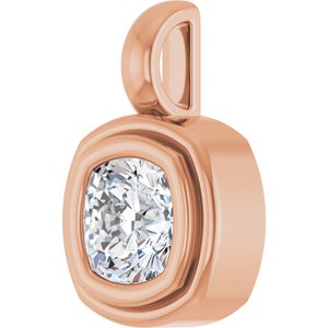 14K Rose Gold 5.5x5.5 mm Cushion Charm/Pendant Mounting – image 3