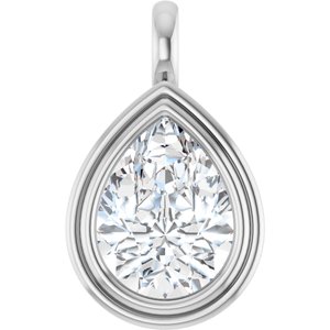 10K White Gold 16x12 mm Pear Charm/Pendant Mounting